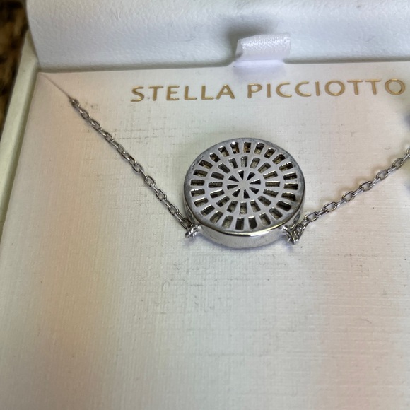 Stella Picciotto Sterling Silver CZ Round Halo Necklace - Silver - Picture 3 of 5